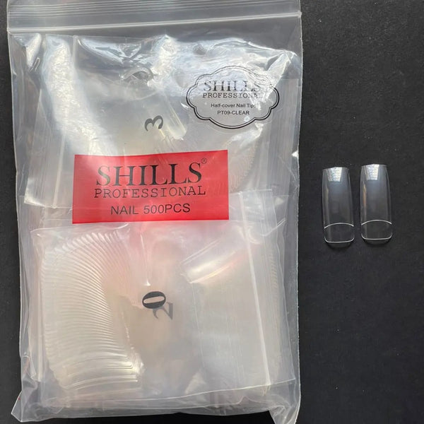 Shills Professional 500 pcs Half Cover Tips-Clear