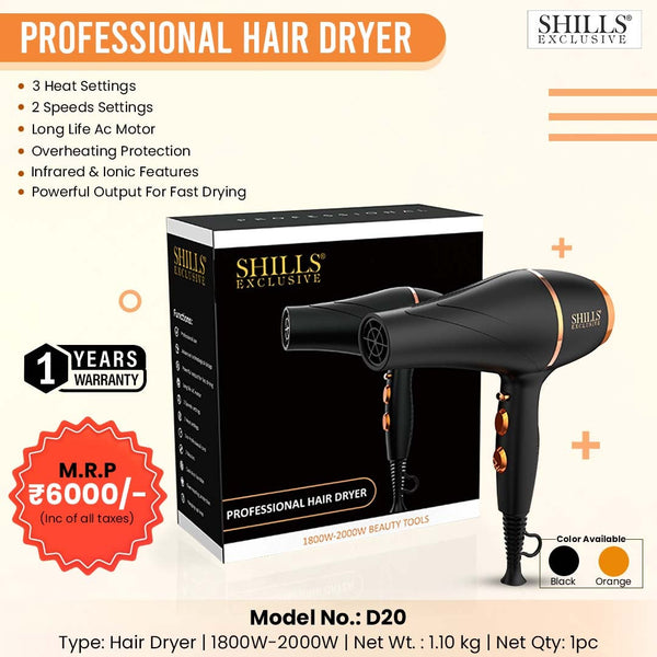 SHILLS  EXCLUSIVE HAIR DRYER  1800W-2000W ( DO-20)