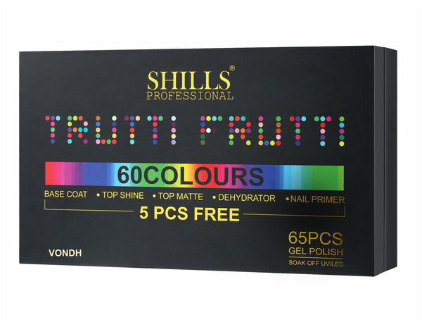SHILLS PROFESSIONAL Trutti Frutti Gel Polish Kit Vondh – 65 Colors with Matte & Glossy Finish